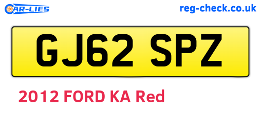 GJ62SPZ are the vehicle registration plates.