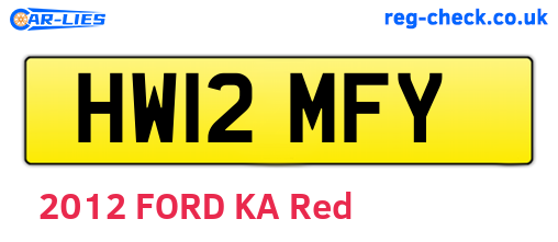 HW12MFY are the vehicle registration plates.