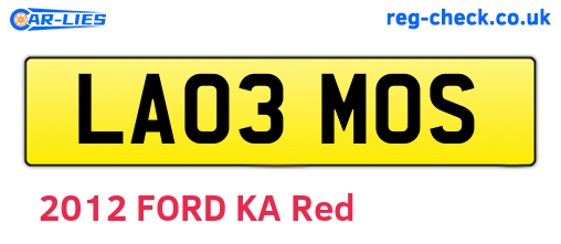 LA03MOS are the vehicle registration plates.