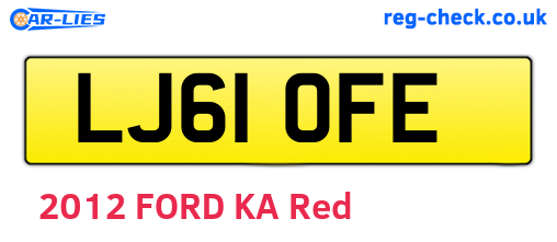 LJ61OFE are the vehicle registration plates.