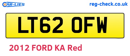 LT62OFW are the vehicle registration plates.