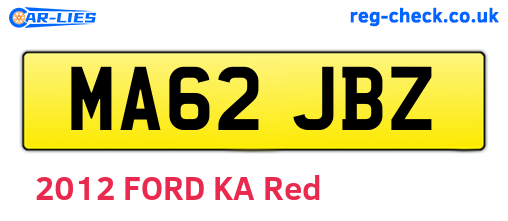 MA62JBZ are the vehicle registration plates.