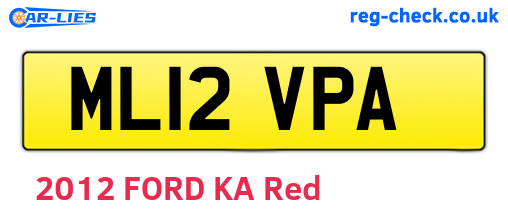 ML12VPA are the vehicle registration plates.