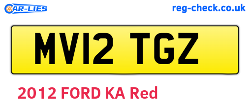 MV12TGZ are the vehicle registration plates.