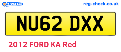 NU62DXX are the vehicle registration plates.