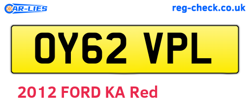 OY62VPL are the vehicle registration plates.