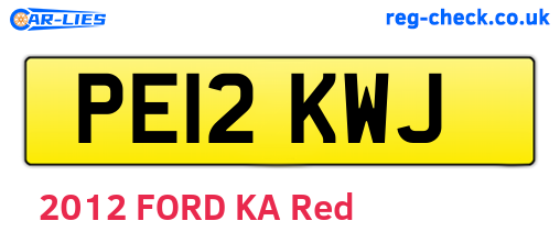 PE12KWJ are the vehicle registration plates.