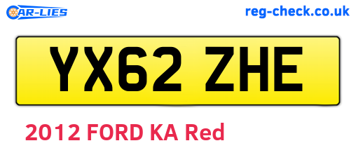 YX62ZHE are the vehicle registration plates.