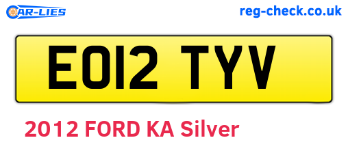 EO12TYV are the vehicle registration plates.