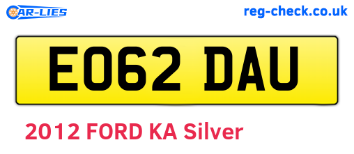 EO62DAU are the vehicle registration plates.