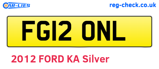 FG12ONL are the vehicle registration plates.