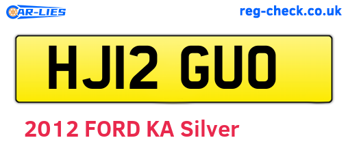 HJ12GUO are the vehicle registration plates.