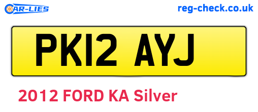 PK12AYJ are the vehicle registration plates.