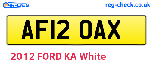 AF12OAX are the vehicle registration plates.
