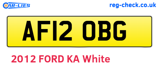 AF12OBG are the vehicle registration plates.