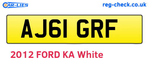 AJ61GRF are the vehicle registration plates.