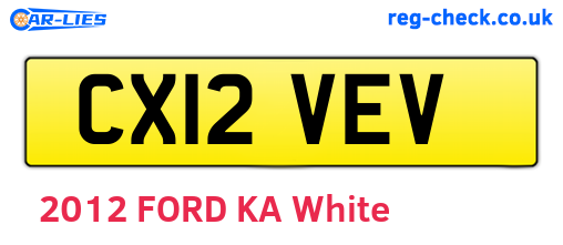 CX12VEV are the vehicle registration plates.