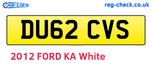 DU62CVS are the vehicle registration plates.
