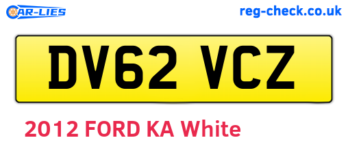 DV62VCZ are the vehicle registration plates.