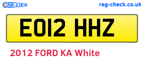 EO12HHZ are the vehicle registration plates.
