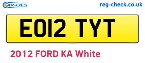 EO12TYT are the vehicle registration plates.