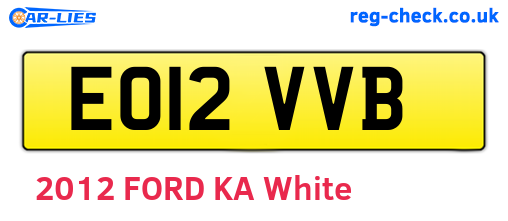 EO12VVB are the vehicle registration plates.