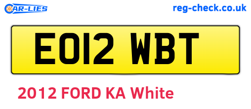 EO12WBT are the vehicle registration plates.