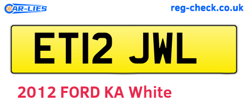 ET12JWL are the vehicle registration plates.