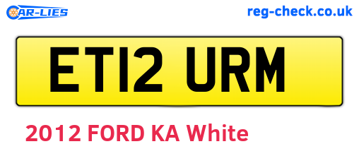 ET12URM are the vehicle registration plates.