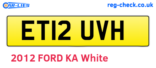 ET12UVH are the vehicle registration plates.