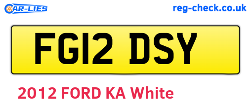 FG12DSY are the vehicle registration plates.