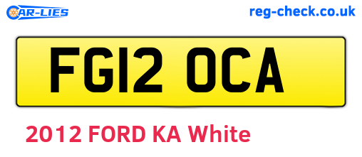 FG12OCA are the vehicle registration plates.