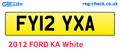 FY12YXA are the vehicle registration plates.