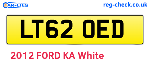 LT62OED are the vehicle registration plates.