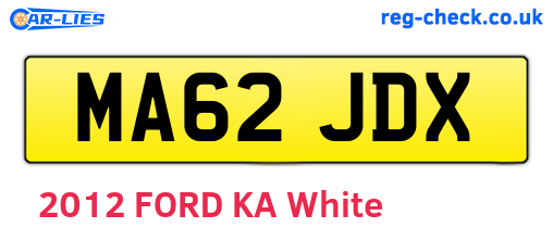 MA62JDX are the vehicle registration plates.