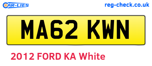 MA62KWN are the vehicle registration plates.