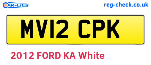 MV12CPK are the vehicle registration plates.