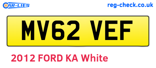 MV62VEF are the vehicle registration plates.