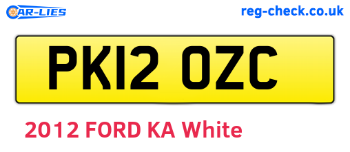 PK12OZC are the vehicle registration plates.
