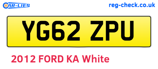 YG62ZPU are the vehicle registration plates.