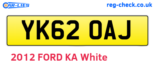 YK62OAJ are the vehicle registration plates.
