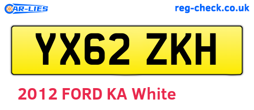 YX62ZKH are the vehicle registration plates.