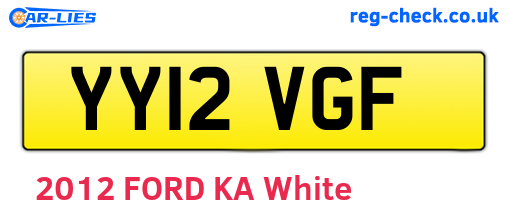 YY12VGF are the vehicle registration plates.