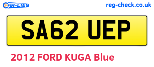 SA62UEP are the vehicle registration plates.