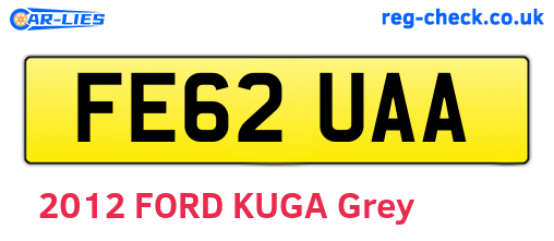 FE62UAA are the vehicle registration plates.
