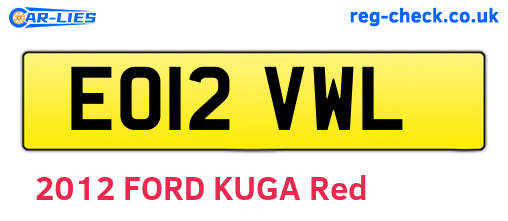 EO12VWL are the vehicle registration plates.