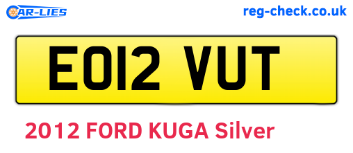 EO12VUT are the vehicle registration plates.