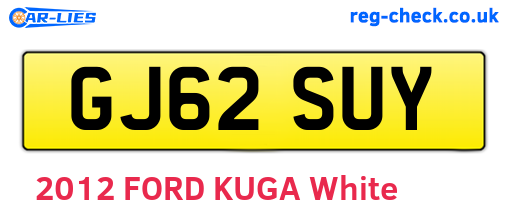 GJ62SUY are the vehicle registration plates.