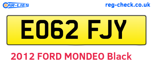 EO62FJY are the vehicle registration plates.