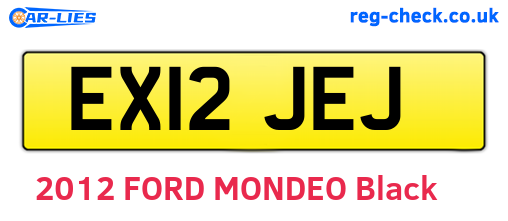 EX12JEJ are the vehicle registration plates.